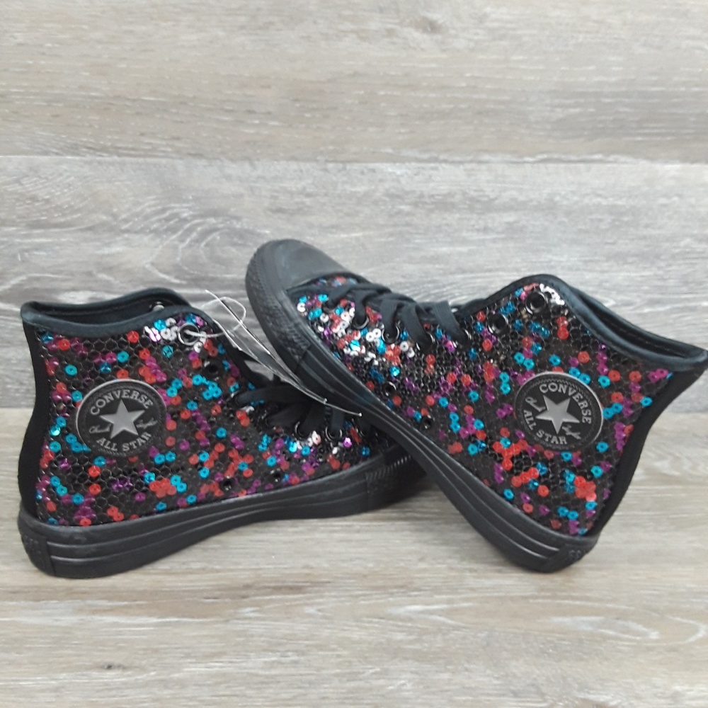 Women's Converse Ctas Sequins Black Blue Cheery - Picture 6 of 6